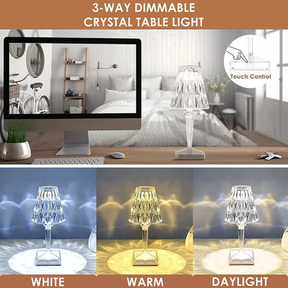LED Kristal Tafellamp – Draadloze Touch Lamp met Diamant Design & Sfeerverlichting
