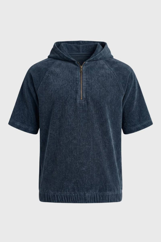 Hoodie Heren Rib Structuur Casual Half Rits - StudioMarella