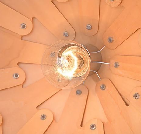 Eikenhouten Hanglamp met Kristal en Verstelbare Kabel – Scandinavische Verlichting