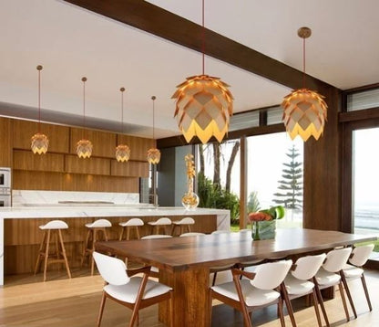 Eikenhouten Hanglamp met Kristal en Verstelbare Kabel – Scandinavische Verlichting