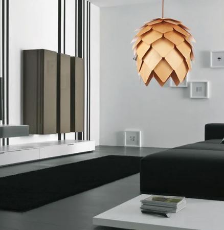 Eikenhouten Hanglamp met Kristal en Verstelbare Kabel – Scandinavische Verlichting