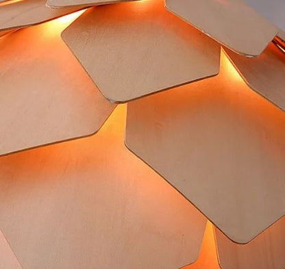 Eikenhouten Hanglamp met Kristal en Verstelbare Kabel – Scandinavische Verlichting