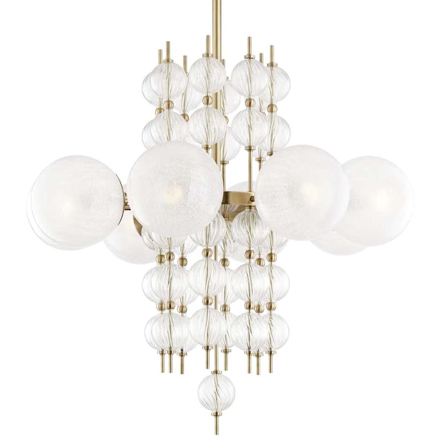 Moderne Glazen Kroonluchter met 8 Lichtpunten 86cm – Elegant Staal met Bolvormige Kappen voor Eetkamer Woonkamer