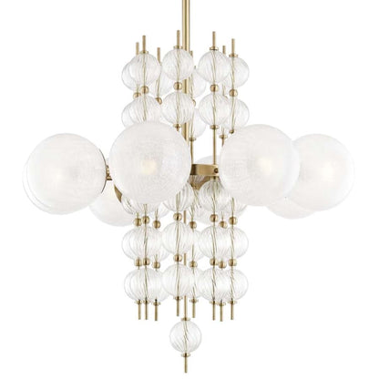 Moderne Glazen Kroonluchter met 8 Lichtpunten 86cm – Elegant Staal met Bolvormige Kappen voor Eetkamer Woonkamer