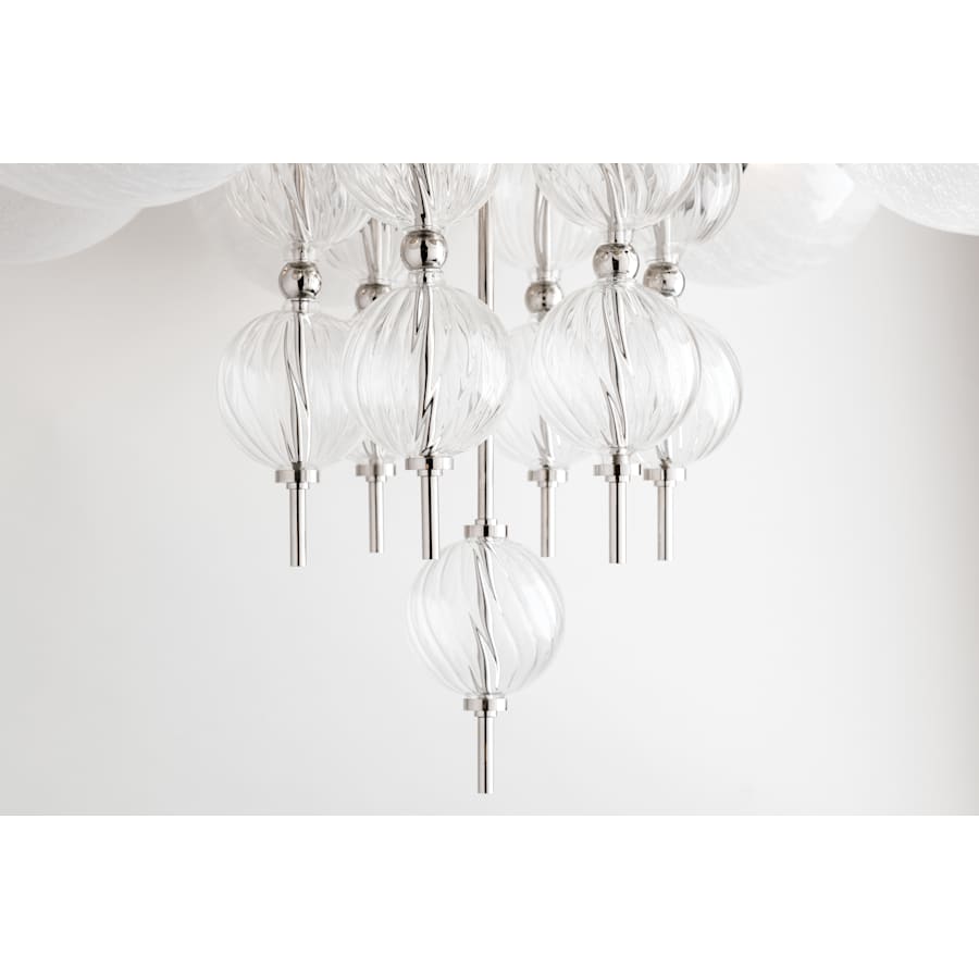 Moderne Glazen Kroonluchter met 8 Lichtpunten 86cm – Elegant Staal met Bolvormige Kappen voor Eetkamer Woonkamer