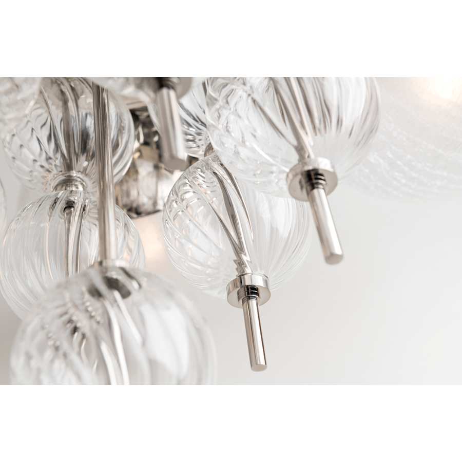 Moderne Glazen Kroonluchter met 8 Lichtpunten 86cm – Elegant Staal met Bolvormige Kappen voor Eetkamer Woonkamer