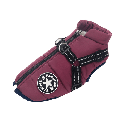 Hondenjas met Geïntegreerd Tuigje Waterdicht Winterwarm Reflecterend voor Honden Outdoor Wandeling Veiligheid