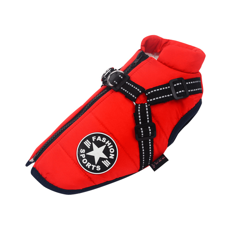 Hondenjas met Geïntegreerd Tuigje Waterdicht Winterwarm Reflecterend voor Honden Outdoor Wandeling Veiligheid