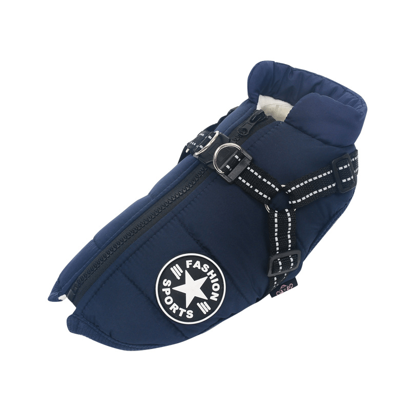 Hondenjas met Geïntegreerd Tuigje Waterdicht Winterwarm Reflecterend voor Honden Outdoor Wandeling Veiligheid