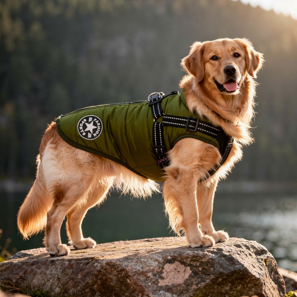 Hondenjas met Geïntegreerd Tuigje Waterdicht Winterwarm Reflecterend voor Honden Outdoor Wandeling Veiligheid