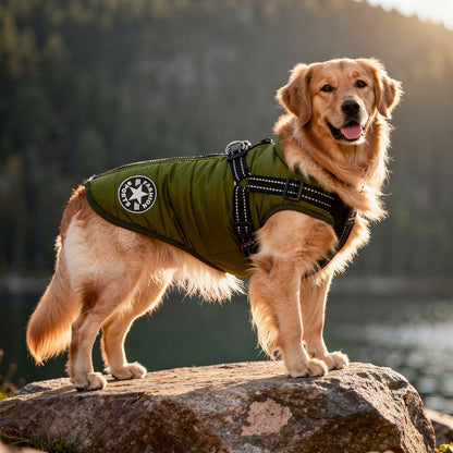 Hondenjas met Geïntegreerd Tuigje Waterdicht Winterwarm Reflecterend voor Honden Outdoor Wandeling Veiligheid