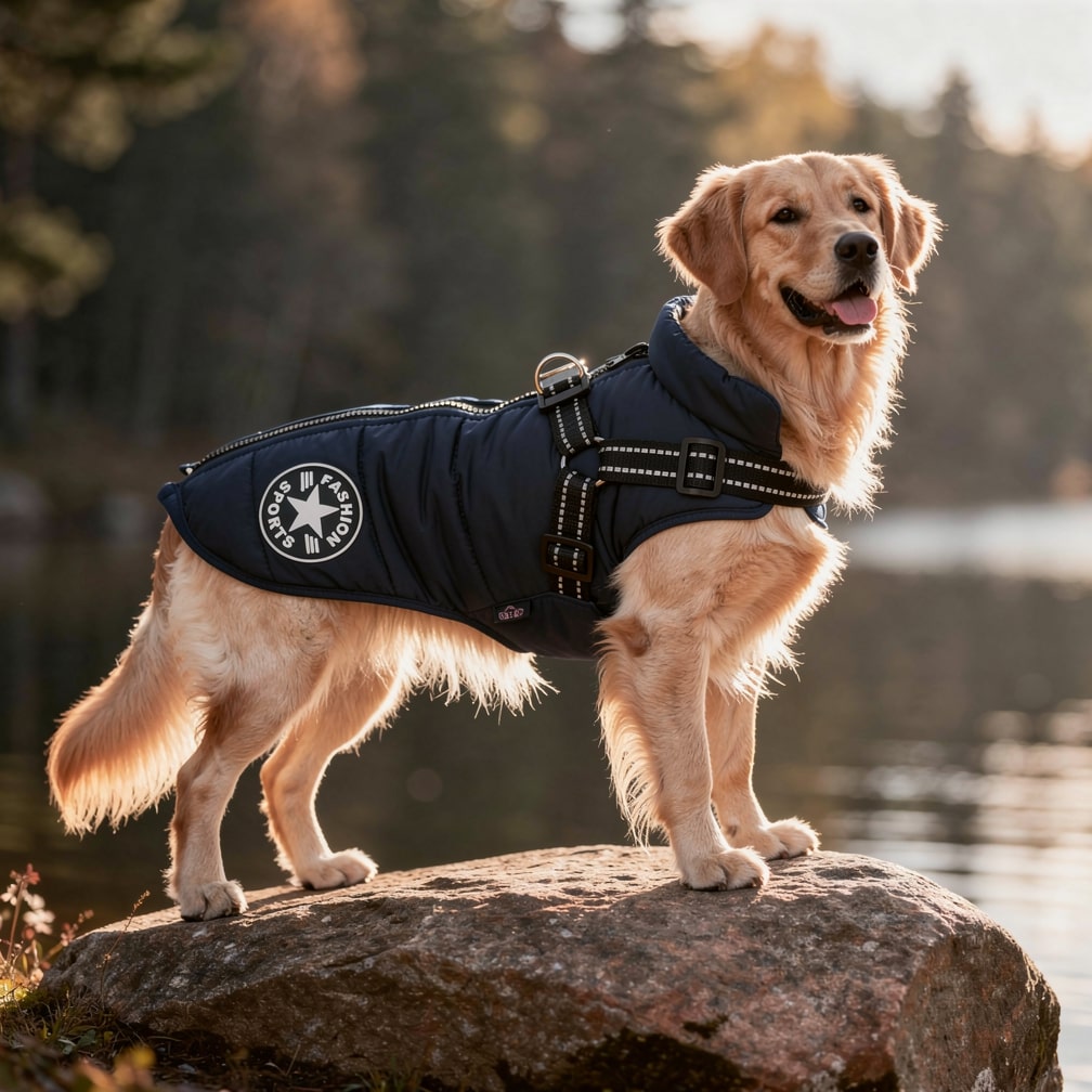 Hondenjas met Geïntegreerd Tuigje Waterdicht Winterwarm Reflecterend voor Honden Outdoor Wandeling Veiligheid