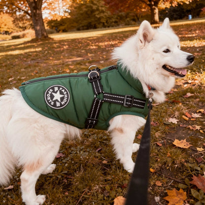 Hondenjas met Geïntegreerd Tuigje Waterdicht Winterwarm Reflecterend voor Honden Outdoor Wandeling Veiligheid