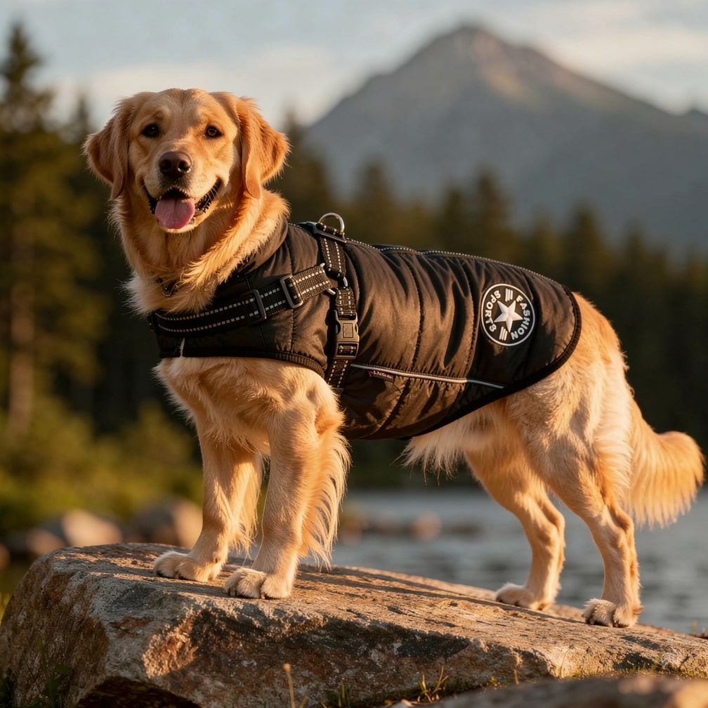 Hondenjas met Geïntegreerd Tuigje Waterdicht Winterwarm Reflecterend voor Honden Outdoor Wandeling Veiligheid