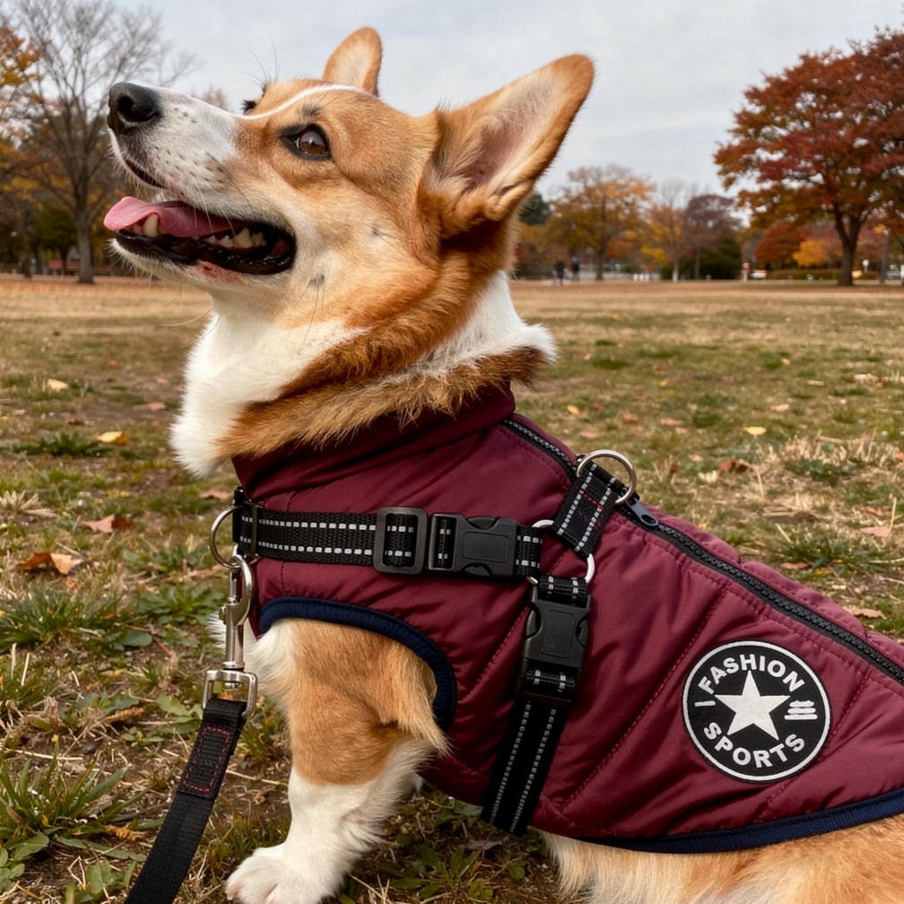 Hondenjas met Geïntegreerd Tuigje Waterdicht Winterwarm Reflecterend voor Honden Outdoor Wandeling Veiligheid