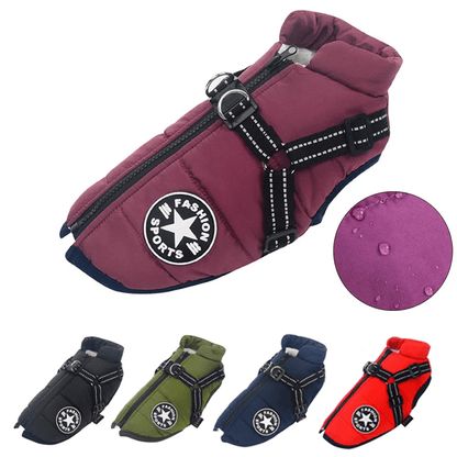 Hondenjas met Geïntegreerd Tuigje Waterdicht Winterwarm Reflecterend voor Honden Outdoor Wandeling Veiligheid