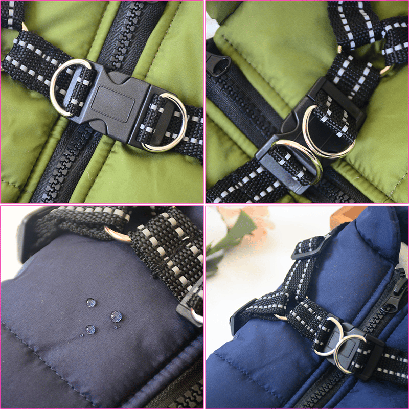 Hondenjas met Geïntegreerd Tuigje Waterdicht Winterwarm Reflecterend voor Honden Outdoor Wandeling Veiligheid