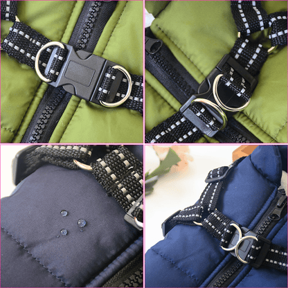 Hondenjas met Geïntegreerd Tuigje Waterdicht Winterwarm Reflecterend voor Honden Outdoor Wandeling Veiligheid