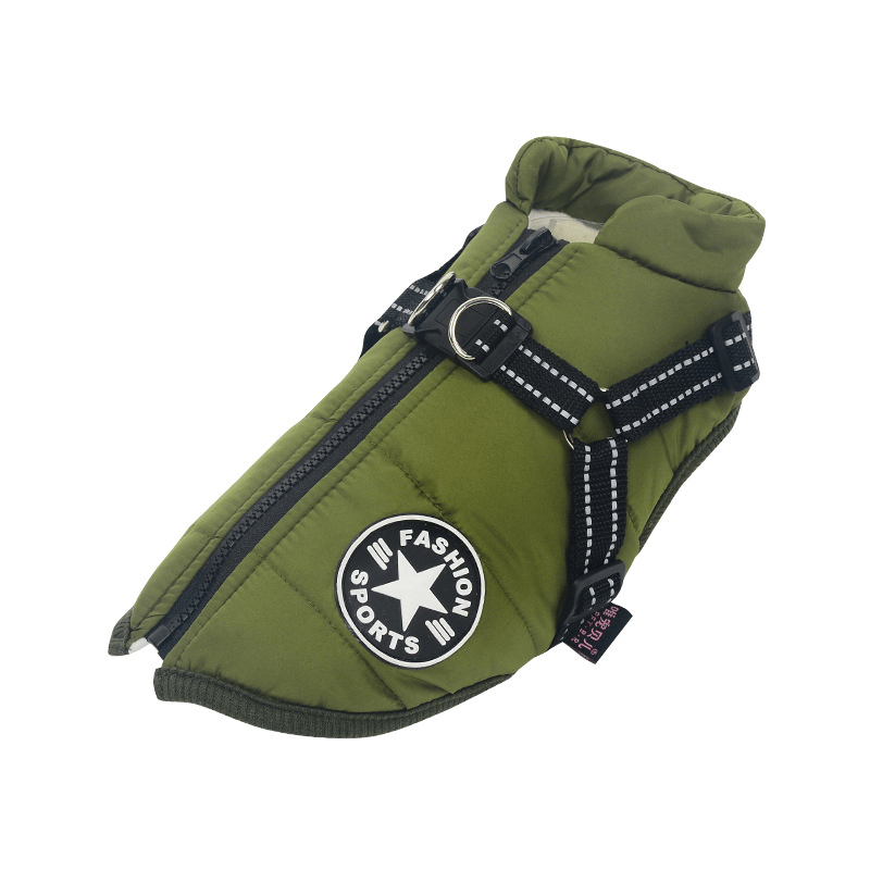 Hondenjas met Geïntegreerd Tuigje Waterdicht Winterwarm Reflecterend voor Honden Outdoor Wandeling Veiligheid