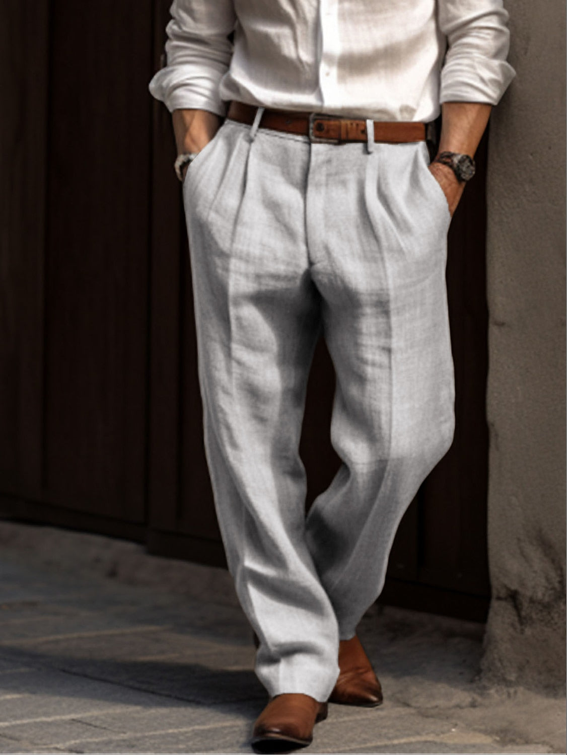 Heren Broek Dubbele Plooi Comfortabel Losse Fit