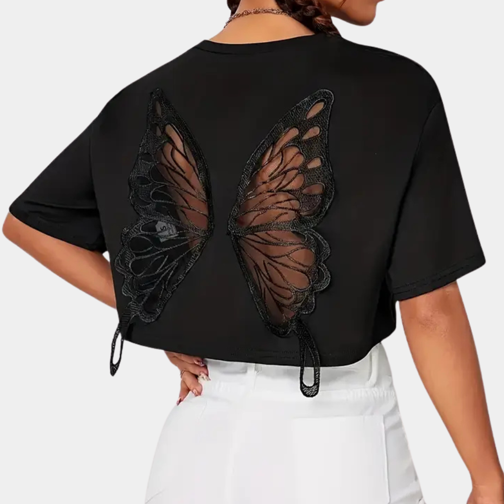 Vlinder T-Shirt Korte Mouw Voor Dames