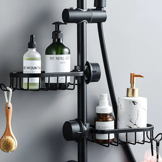 Doucheplank voor Douchekop Roestvrij Metaal Zeephouder Opbergrek Badkamer Shampoohouder Bevestiging Zonder Boren Hangend Organizer