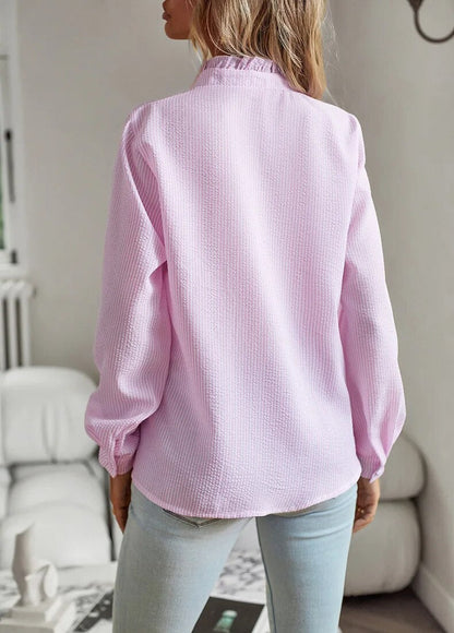 Dames Blouse Lange Mouwen Elegante Opstaande Kraag