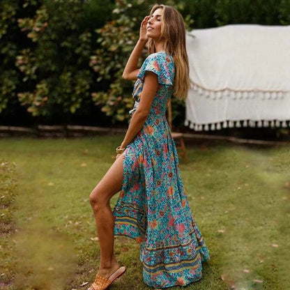Zomerjurk Wikkeljurk Met Hoge Split Lange Maxi