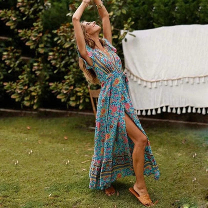 Zomerjurk Wikkeljurk Met Hoge Split Lange Maxi