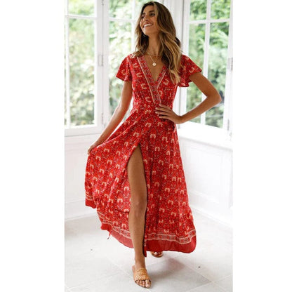 Elegante Maxikleed Zomerjurk voor Vrouwen Wikkel Stijl - StudioMarella