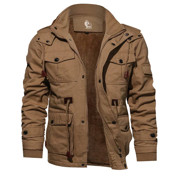 Heren Winterjas Gevoerd met Capuchon Warm Katoen Mix
