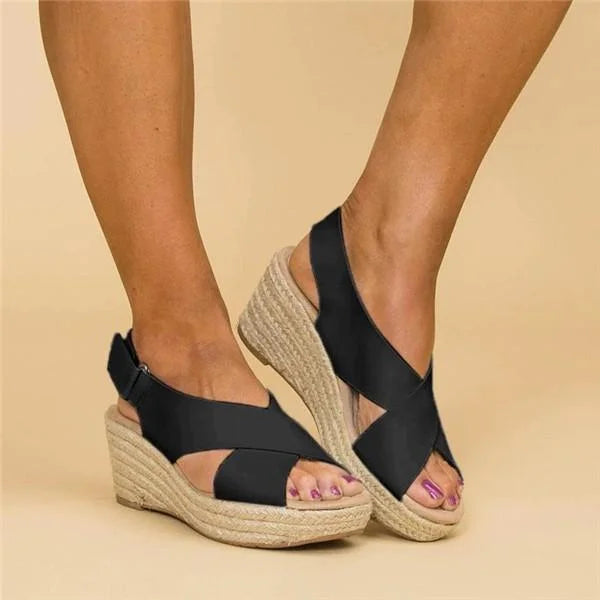 Orthopedische Espadrilles Sleehak Clara Comfortabele Zomerschoen Elastisch Dames Zwart Beige Wit Casual