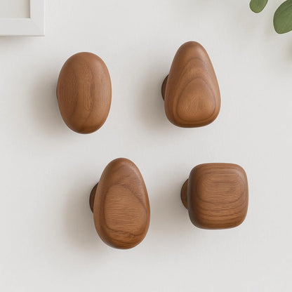 Natuurlijke houten wandhaken met organische vormgeving voor hal, badkamer en slaapkamer