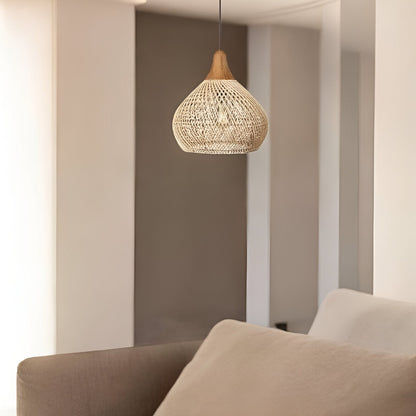 Rotan Hanglamp Boho Natuur Ø40 Ø50 Ø60 Zwart Of Naturel LED