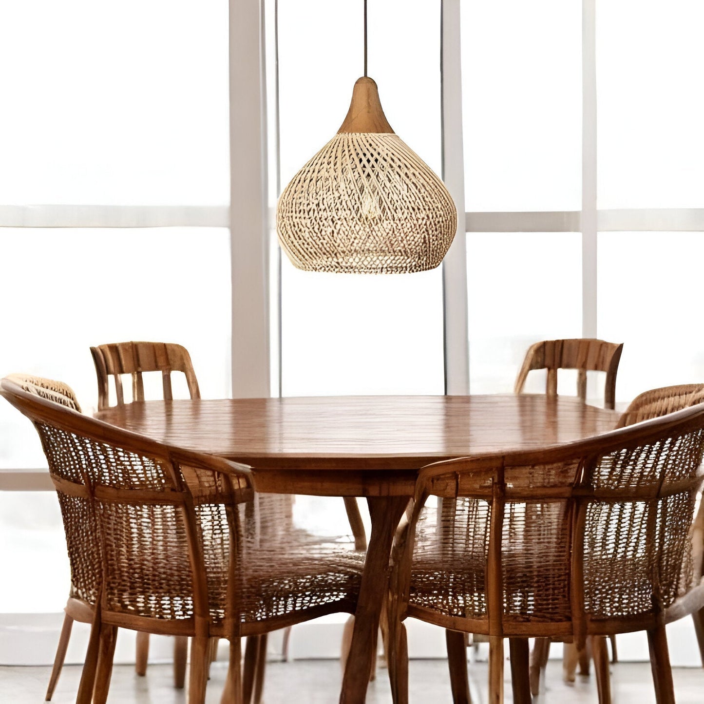 Rotan Hanglamp Boho Natuur Ø40 Ø50 Ø60 Zwart Of Naturel LED