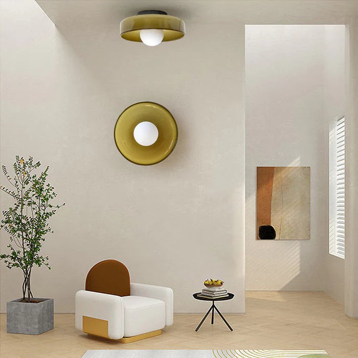 Mulon Plafondlamp en Wandlamp Glas G9 Amber Woonkamer Slaapkamer Design Verlichting Modern Rond