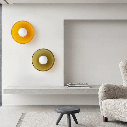 Mulon Plafondlamp en Wandlamp Glas G9 Amber Woonkamer Slaapkamer Design Verlichting Modern Rond