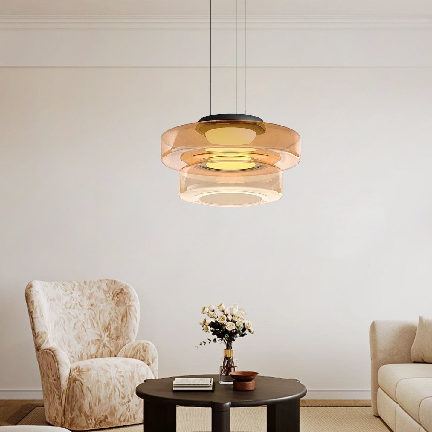Hanglamp Glas LED Amber Groen Grijs Meerdere Lagen Woonkamer Eetkamer Keuken Moderne Plafondlamp Bauhaus Sfeer