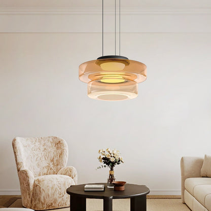 Hanglamp Glas LED Amber Groen Grijs Meerdere Lagen Woonkamer Eetkamer Keuken Moderne Plafondlamp Bauhaus Sfeer