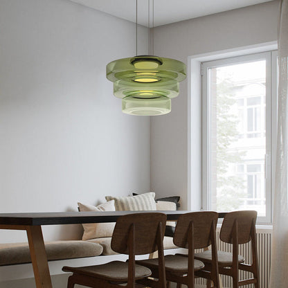 Zenor gelaagde hanglamp glas amber eetkamer woonkamer design verlichting modern gelaagd glaslamp