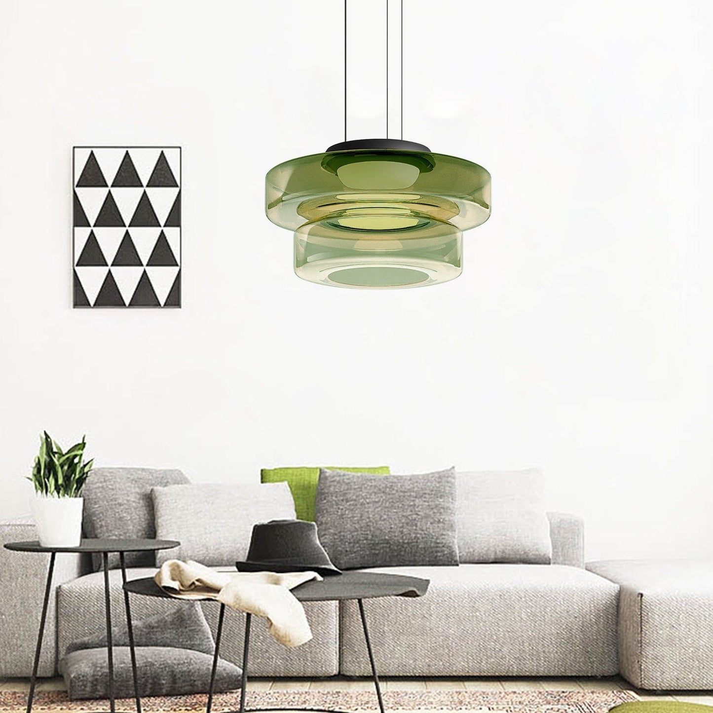 Hanglamp Glas LED Amber Groen Grijs Meerdere Lagen Woonkamer Eetkamer Keuken Moderne Plafondlamp Bauhaus Sfeer
