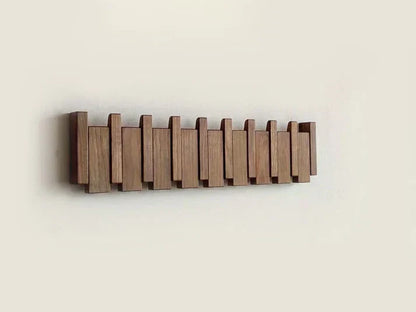 Wandkapstok Hout met Uitklapbare Haken Hal Woonkamer Kantoor Natuurlijke Houtnerf Modern Opbergsysteem