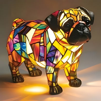 Decoratieve Tafelverlichting met Gekleurd Glasmozaïek – Wolf, Schildpad, Leeuw, Olifant – Sfeervolle Tafellamp 15cm