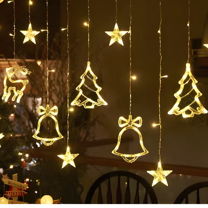 LED Sterrenverlichting Gordijn Warm Wit – 5 Verlichte Sterren met Timerfunctie voor Binnen en Buiten