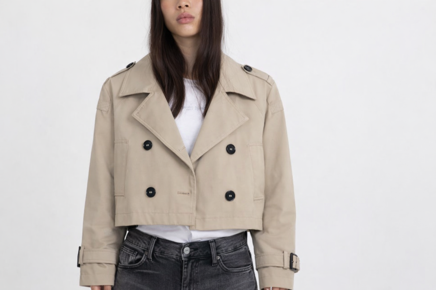 Dames Trenchcoat Kort Lichtgewicht Groen Elegante Stijl