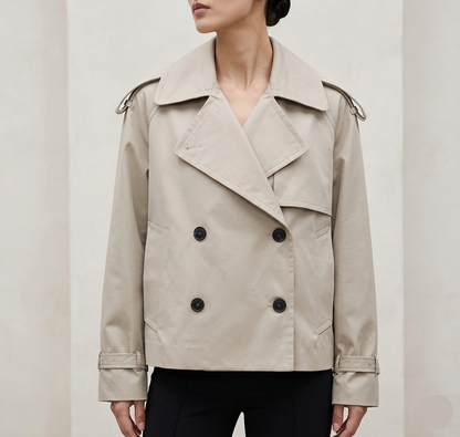 Dames Trenchcoat Kort Lichtgewicht Groen Elegante Stijl