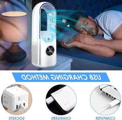 Bladloze Stille Draagbare Luchtkoeler Compacte Tafelventilator Modern Design Instelbare Snelheden Energiezuinig Thuis Kantoor