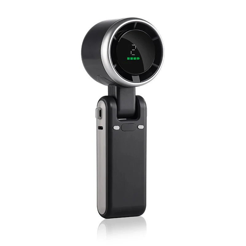 Opvouwbare Handventilator met Digitaal Display – 5 Snelheden, 180° Verstelbaar & Draagbaar voor Thuis