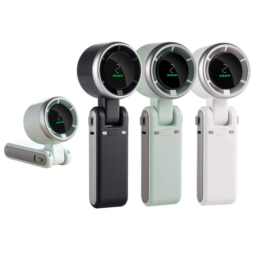 Opvouwbare Handventilator met Digitaal Display – 5 Snelheden, 180° Verstelbaar & Draagbaar voor Thuis