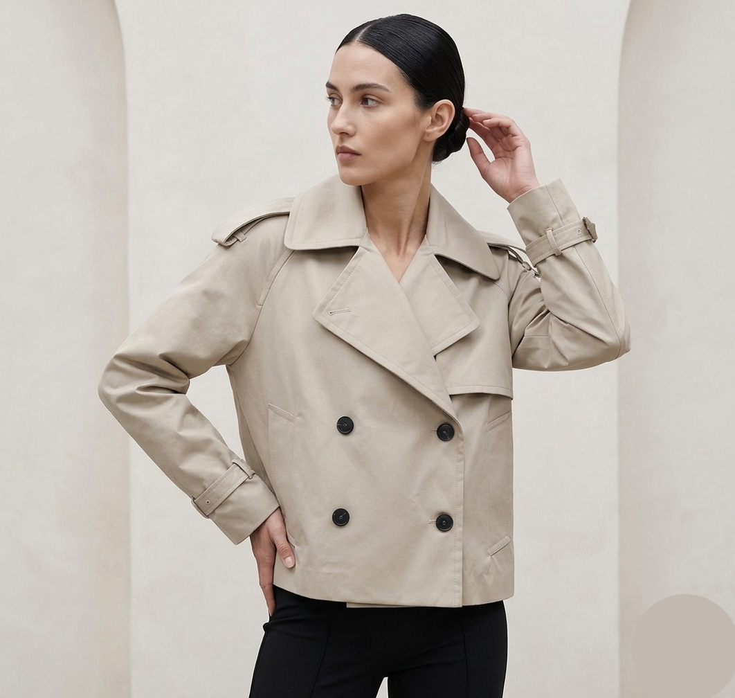 Dames Trenchcoat Kort Lichtgewicht Groen Elegante Stijl - StudioMarella